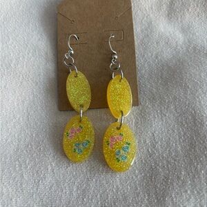 Yellow Floral Dangle Earrings